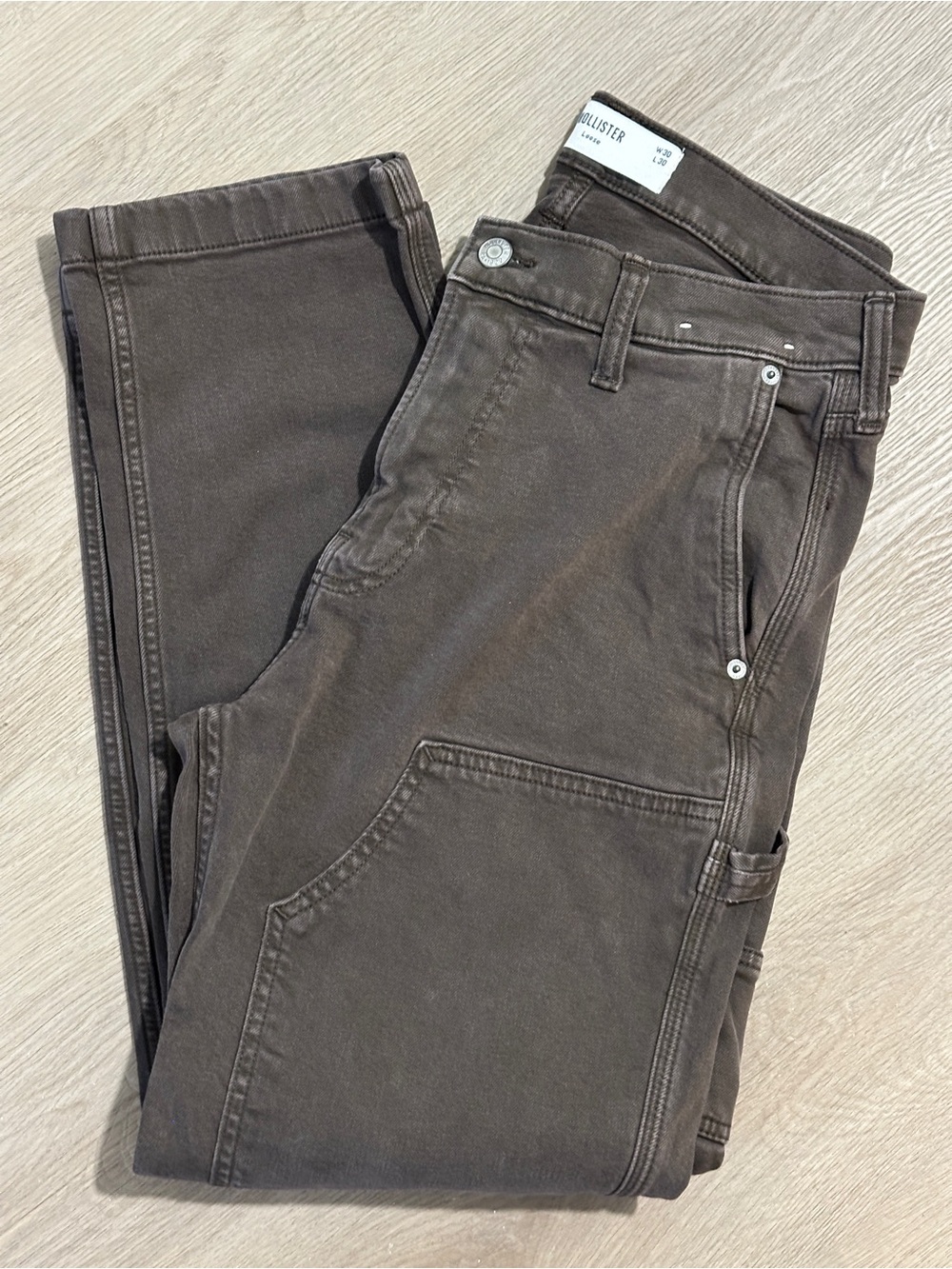 Hollister Men's Slim Straight Carpenter Jeans in Dark Brown 100% Cotton